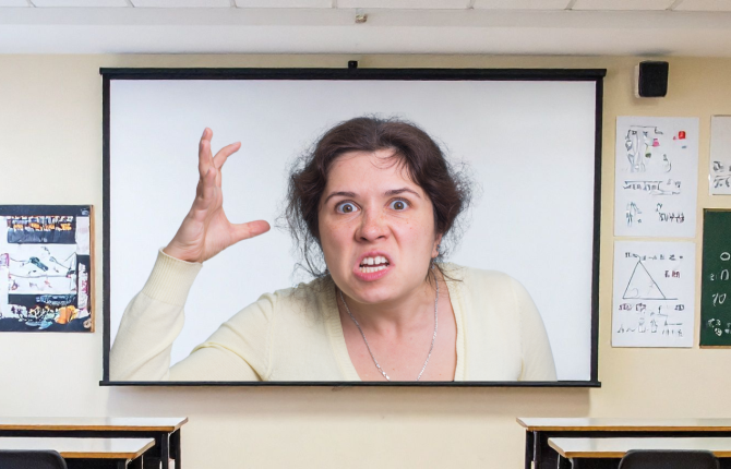 bordin klas met kwade dame