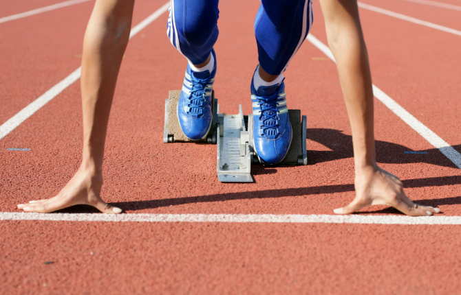 sprinter in startblokken